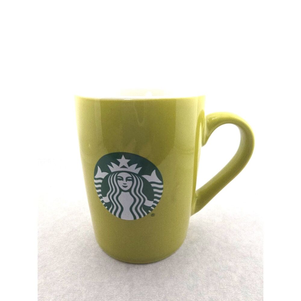 Starbucks Lime Green Siren Logo Coffee Mug Ceramic 4" Tall Latte Cup Unused